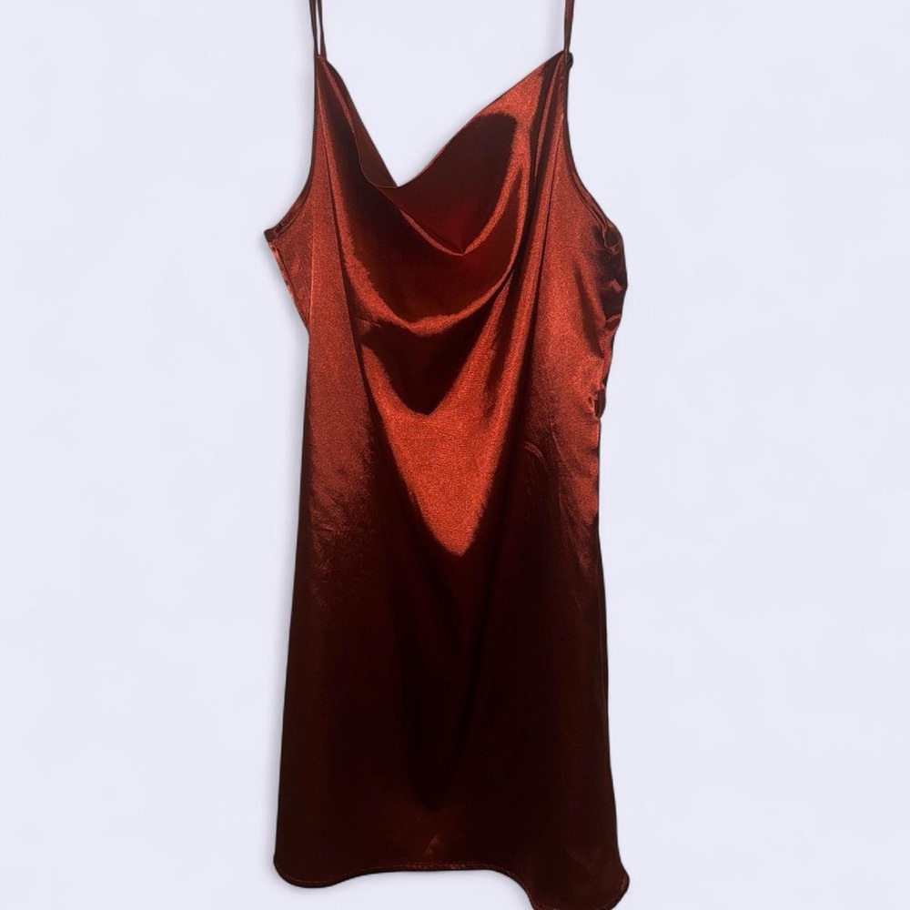 Burnt Orange Satin Slip Dress